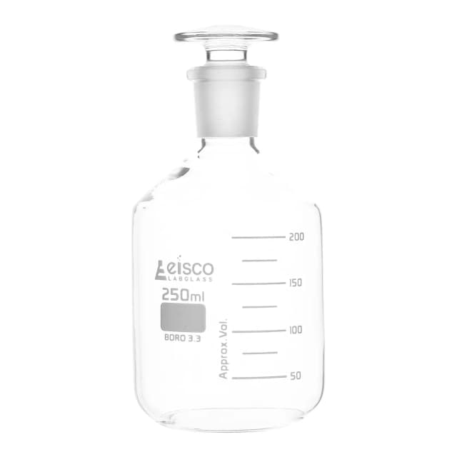 Reagent Bottle Graduated with solid glass stopper cap. 250ml 19/26