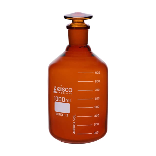 Reagent Bottle Amber Graduated with solid glass stopper cap. 1000ml 29/32