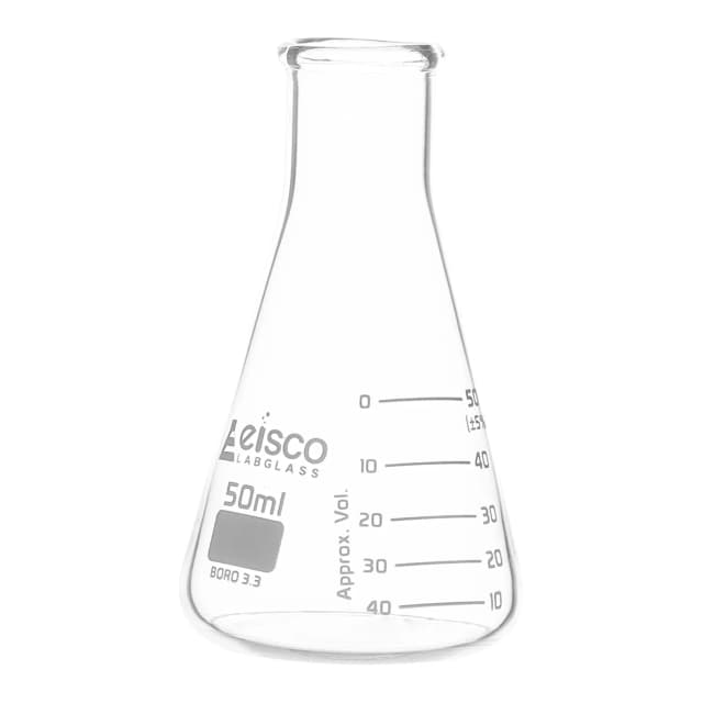 Flasks - Conical Erlenmeyer with Narrow Neck, ASTM Dual Scale 50ml