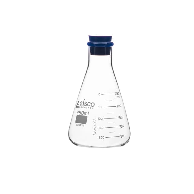 Flasks - Conical Erlenmeyer with Narrow Neck and Rubber Stopper, ASTM 250ml