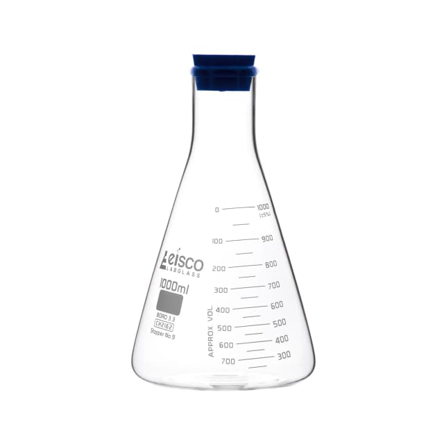 Flasks - Conical Erlenmeyer with Narrow Neck and Rubber Stopper, ASTM 2000ml