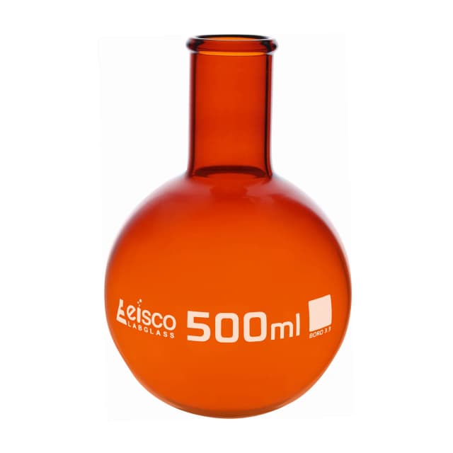 Flask Round Bottom Amber Glass Narrow Neck with Rim 2000ml