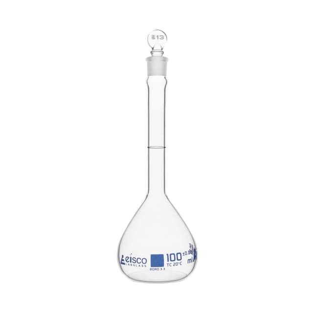 Flasks - Volumetric, Class-A with Solid Glass Stopper and Permanent Blue Ring Mark - ASTM,Capacity,100ml