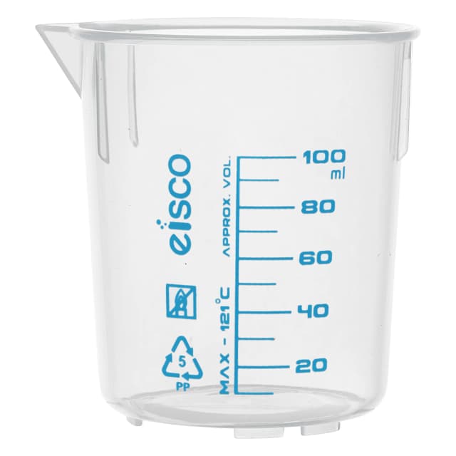 Beaker -  Polypropylene, low form with spout Screen Printed 100 x 10ml