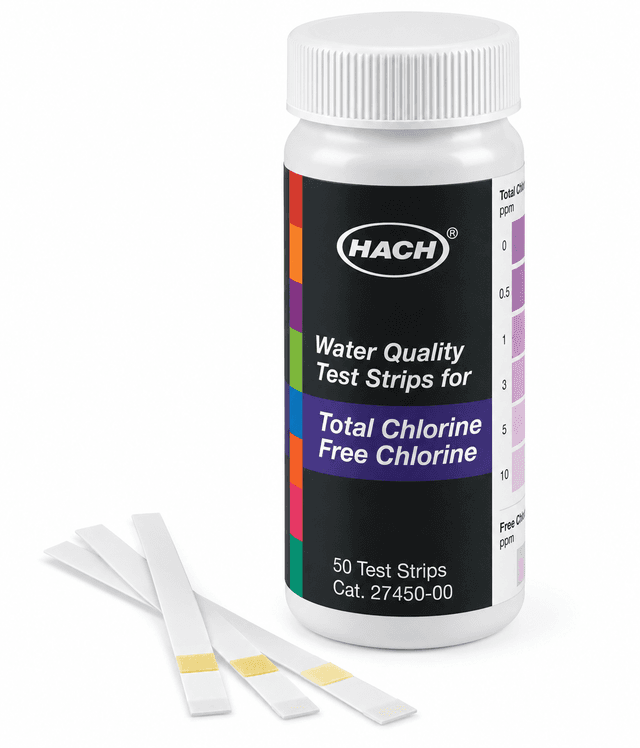 Tiras reactivas de cloro libre y cloro total, de 0 a 10 mg/L, 50 pruebas, Hach