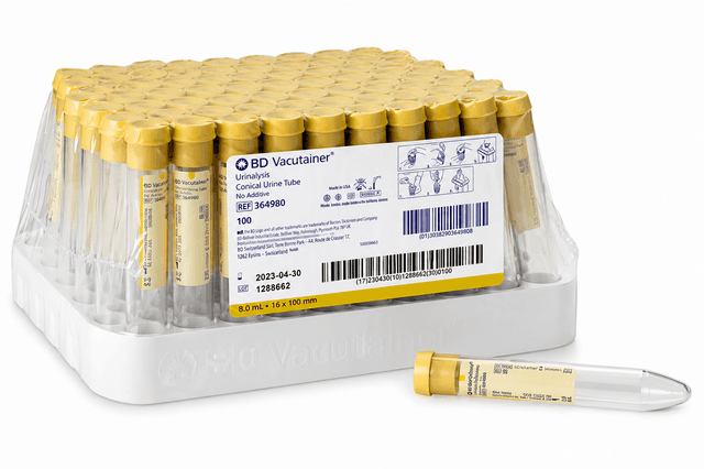 Tubo de Vidrio ACD GC 13x100 mm, 6.0 mL, Etiqueta Plástica Amarilla, 100 piezas