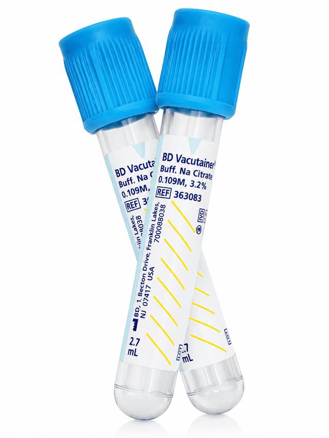 Tubo Citrato PLH 13x75 mm, 1.8 mL, Etiqueta Plástica Azul Claro, 100 piezas