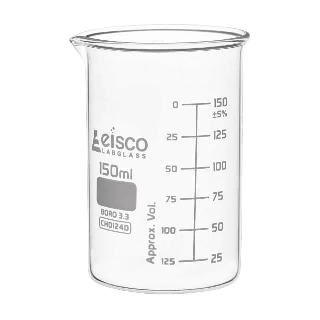 Vasos de precipitados - Vidrio - ASTM, forma baja, con pico de vidrio borosilicato, graduados, 150 ml Eisco