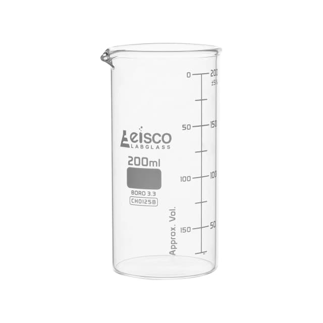 Beakers - Glass - ASTM, Tall Form, with spout made of borosilicate glass, graduated, 200 ml