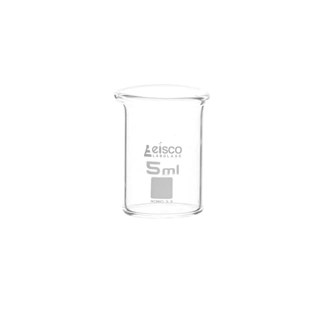 Vaso de precipitados de vidrio de borosilicato de forma baja, con pico vertedor, graduado, 5 ml. Eisco
