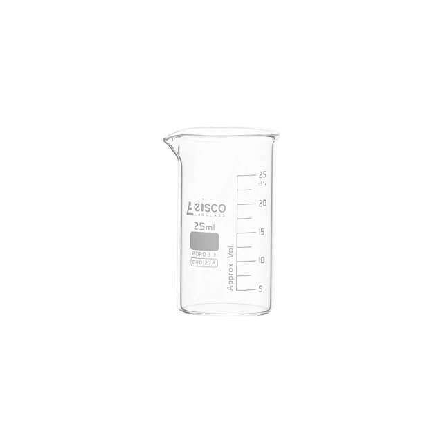 Beaker Tall form, with spout made of borosilicate glass, graduated, 25ml. Eisco