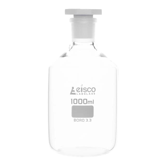 Bottle Reagent, made of borosilicate glass, narrow mouth with acid proof polypropylene stopper 1000ml., socket size 29/32