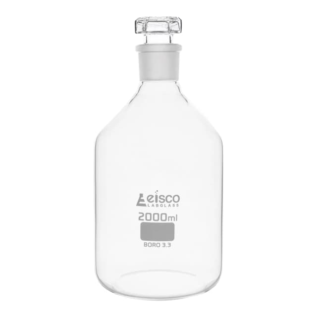 Bottle Reagent, made of borosilicate glass, narrow mouth with interchangeable hexagonal glass hollow stopper 2000ml., socket size 34/35