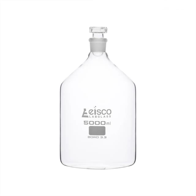 Bottle Reagent, made of borosilicate glass, narrow mouth with interchangeable hexagonal glass hollow stopper 5000ml., socket size 45/40