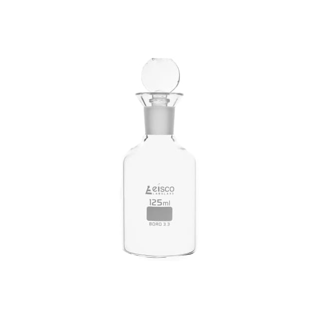 Botella de vidrio de borosilicato BOD de 125 ml con tapón de Eisco Labs