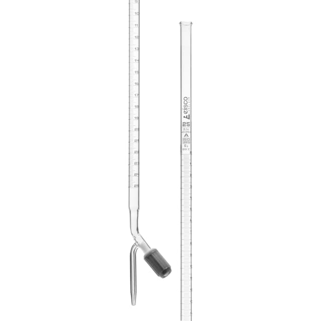 Burettes - PTFE Rotaflow stopcock, capacity 25ml, Sub. Div. 0.10ml Tolerance ± 0.05ml, class 'A', White Graduation
