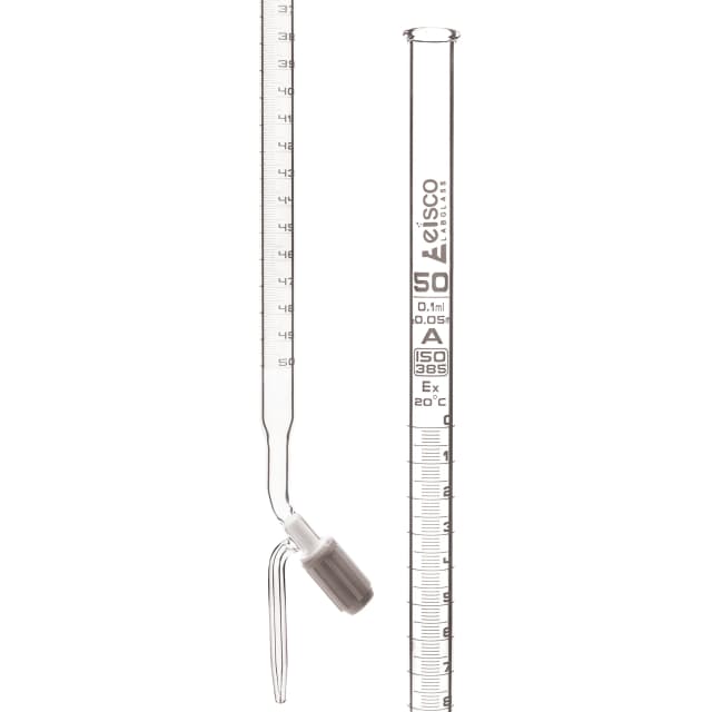 Burettes - PTFE Rotaflow stopcock, capacity 50ml, Sub. Div. 0.10ml Tolerance ± 0.05ml, class 'A', White Graduation