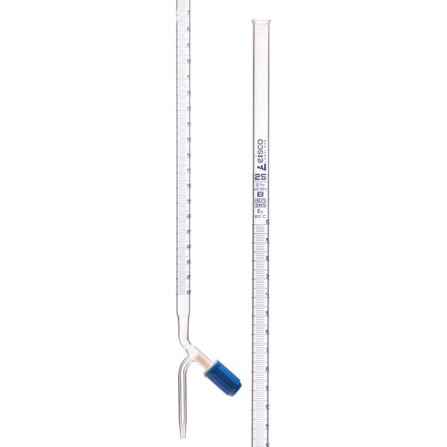 Burettes - PTFE Rotaflow stopcock, capacity 25ml, Sub. Div. 0.10ml Tolerance ± 0.10ml, class 'B', Blue Graduation