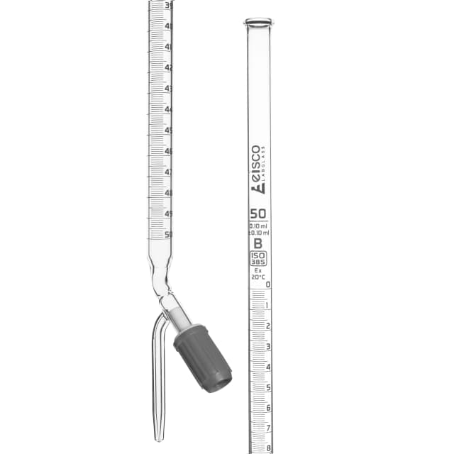 Burettes - PTFE Rotaflow stopcock, capacity 50ml, Sub. Div. 0.10ml Tolerance ± 0.10ml, class 'B', White Graduation