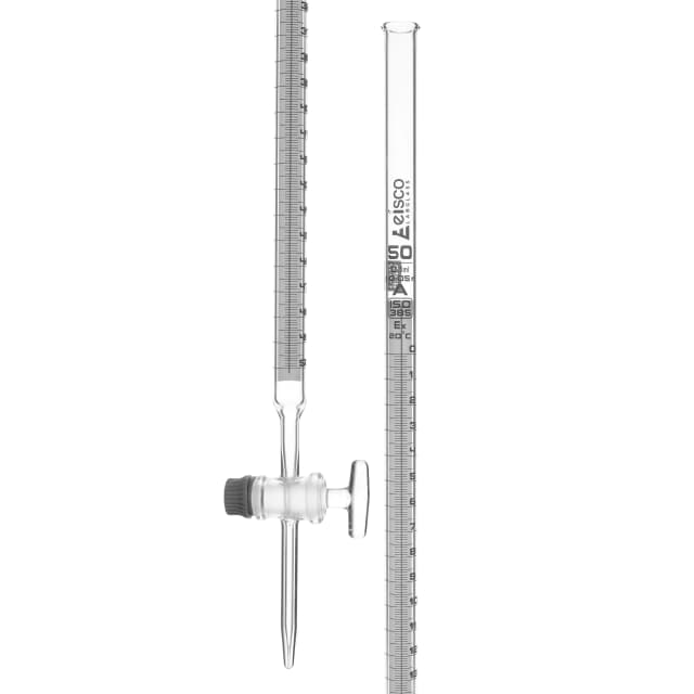 Burettes Schellbach-single bore, glass stopcock, capacity 100ml, Sub. Div. 0.20ml Tolerance ± 0.10ml, class 'A', White Graduation