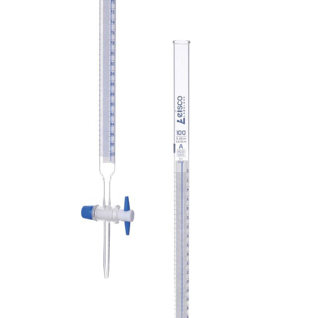 Burettes Schellbach-PTFE key stopcock, capacity 100ml, Sub. Div. 0.20ml Tolerance ± 0.10ml, class 'A'
