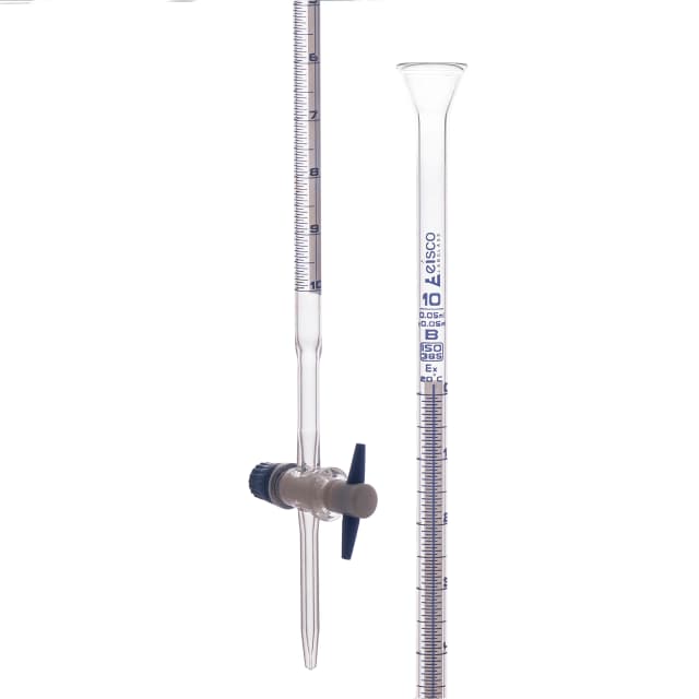 Burettes Schellbach-PTFE key stopcock, capacity 10ml, Sub. Div. 0.05ml Tolerance ± 0.05ml, class 'B'