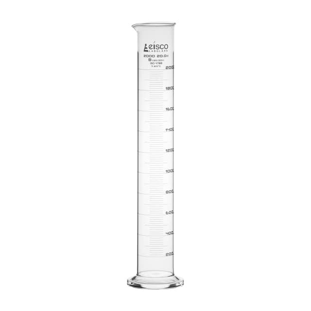 Cylinder Measuring Graduated, cap. 2000ml., class 'B', round base with spout, borosilicate glass, White Graduation