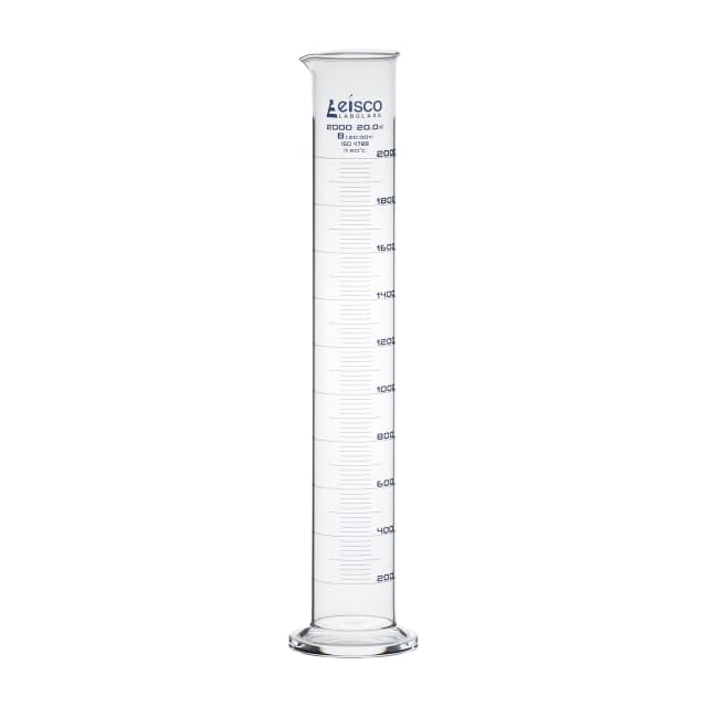 Cylinder Measuring Graduated, cap. 2000ml., class 'B', round base with spout, borosilicate glass, Blue Graduation