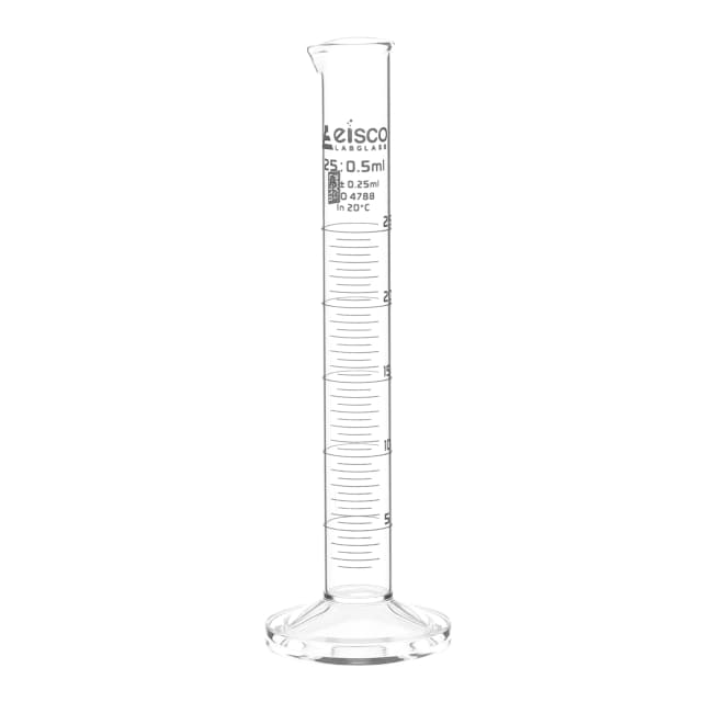 Cylinder Measuring Graduated, cap. 10ml., class 'A', round base with spout, borosilicate glass, White Graduation