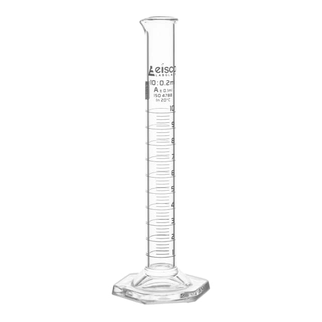 Cylinder Measuring Graduated, cap. 10ml., class 'A', Hex. base with spout, borosilicate glass, White Graduation