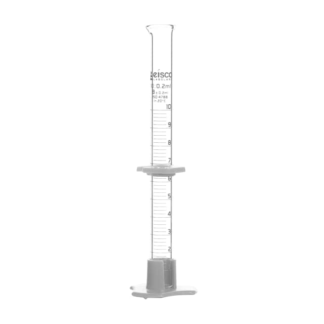 Cylinder Measuring Graduated, cap. 10ml., class 'B', detachable plastic hex. base with spout and protection collar, borosilicate glass, White Graduation