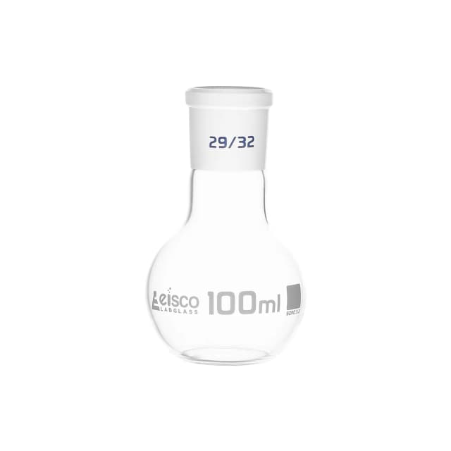 Flask Boiling with joint, flat bottom, short neck, interchangeable joint 100ml, socket size 29/32, borosilicate glass