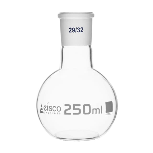 Flask Boiling with joint, flat bottom, short neck, interchangeable joint 250ml, socket size 29/32, borosilicate glass