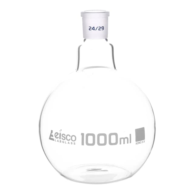 Flask Boiling with joint, flat bottom, short neck, interchangeable joint 1000ml, socket size 24/29, borosilicate glass