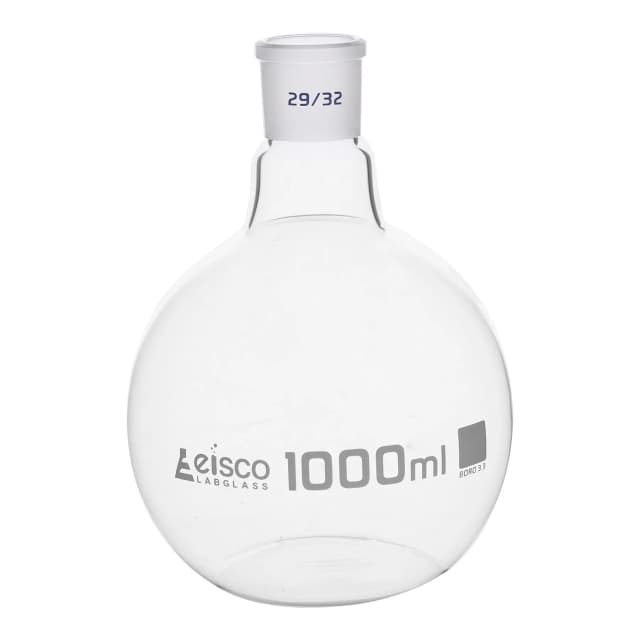 Flask Boiling with joint, flat bottom, short neck, interchangeable joint 1000ml, socket size 29/32, borosilicate glass