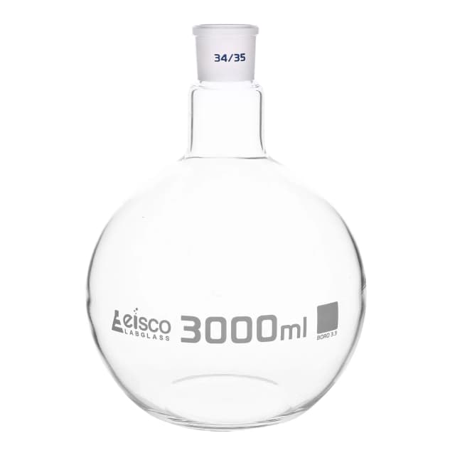 Flask Boiling with joint, flat bottom, short neck, interchangeable joint 3000ml, socket size 34/35, borosilicate glass