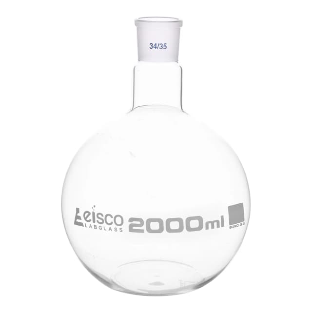 Flask Boiling with joint, flat bottom, short neck, interchangeable joint 5000ml, socket size 45/40, borosilicate glass