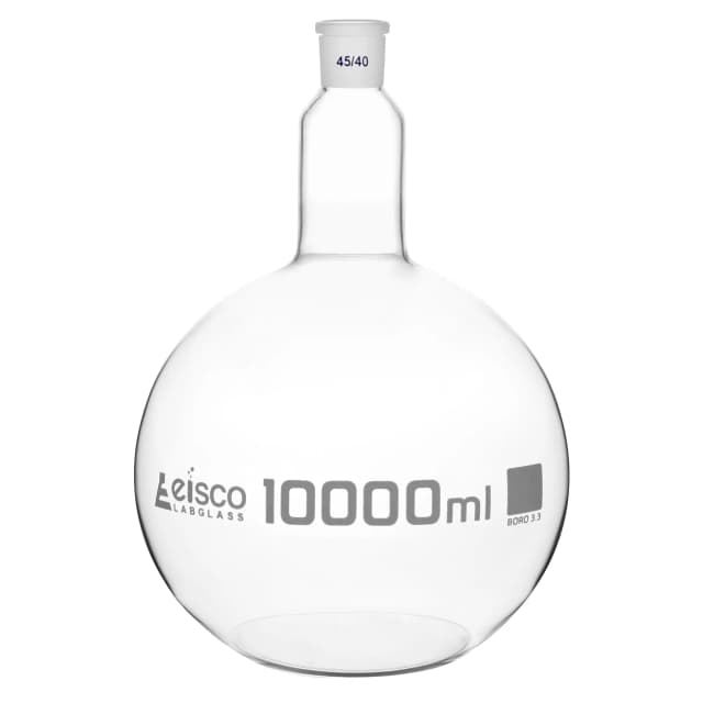 Flask Boiling with joint, flat bottom, short neck, interchangeable joint 10,000ml, socket size 45/40, borosilicate glass