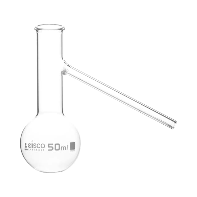 Flask Distilling with side arm 50ml., round bottom with side arm, borosilicate glass