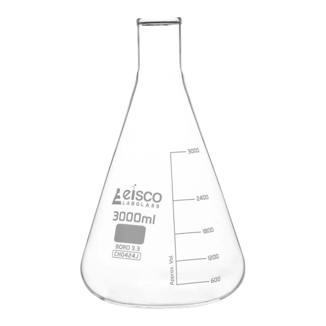 Flask Conical 3000ml, narrow neck, borosilicate glass