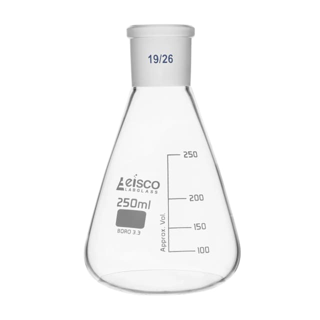 Flask Conical 250ml, Socket size 19/26, narrow neck, with interchangeable joint, borosilicate glass