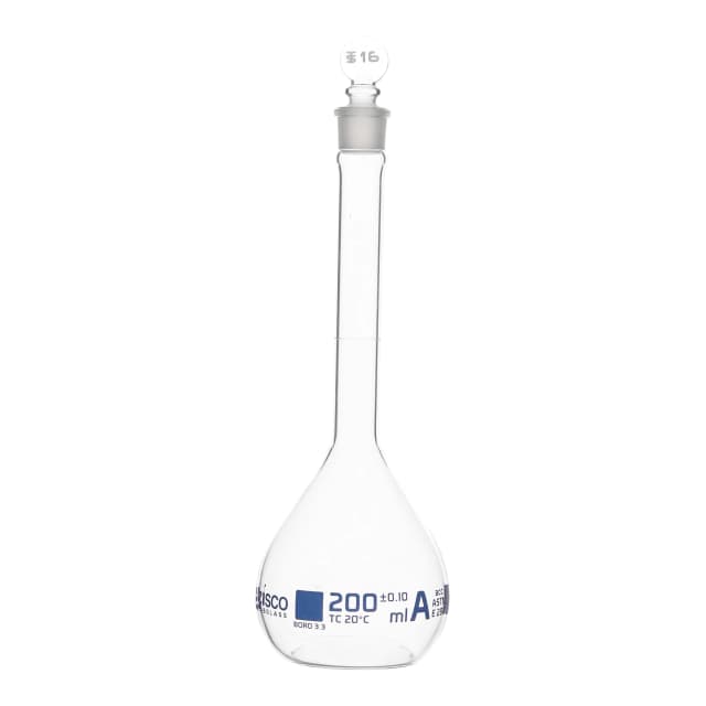 Flask Volumetric With Solid Glass Stopper ASTM-E288 STD Class A 1000 ml Stopper no 22, Blue Printing
