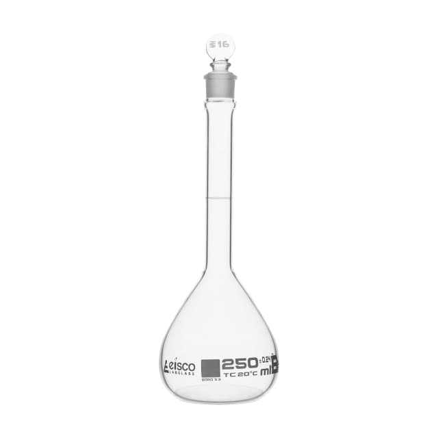 Flask Volumetric With Solid Glass Stopper ASTM-E288 STD Class B 25 ml Stopper no.9, Blue Printing