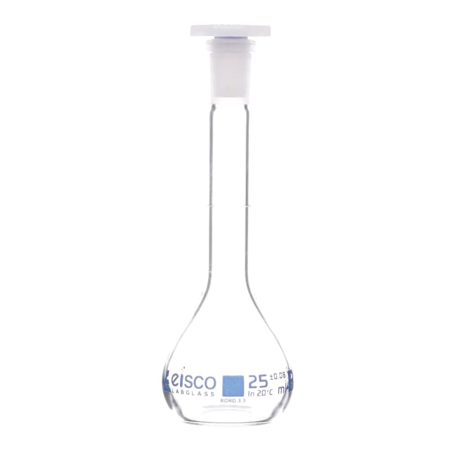 Flask Volumetric class 'B', cap. 25ml, socket size 10/19, borosilicate glass, Blue Printing