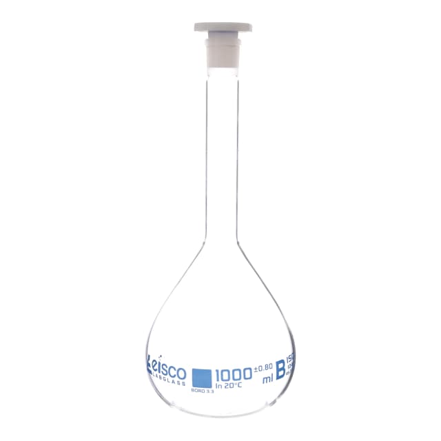 Flask Volumetric class 'B', cap. 1000ml, socket size 24/29, borosilicate glass, Blue Printing