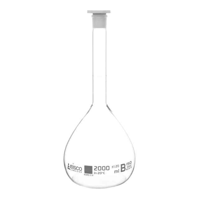 Flask Volumetric class 'B', cap. 2000ml, socket size 29/32, borosilicate glass, White Printing