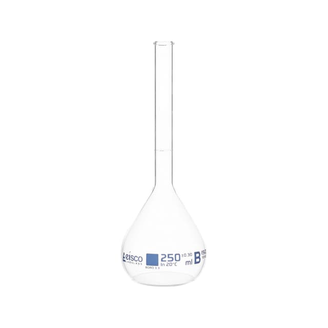 Flask Volumetric class 'B', cap. 250ml, borosilicate glass with rim without stopper