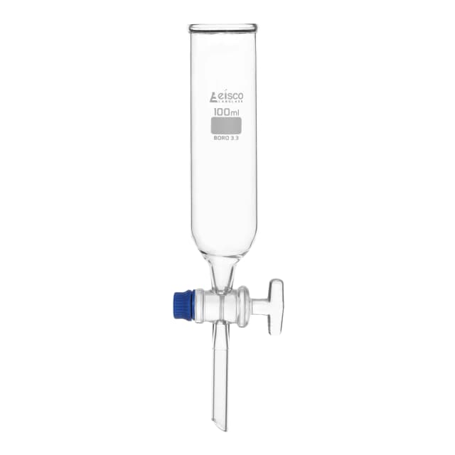 Funnel Dropping - Open, cap. 100ml, borosilicate glass, Cylindrical, open top with Glass stopcock