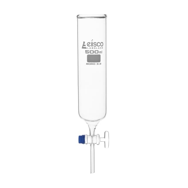 Funnel Dropping - Open, cap. 500ml, borosilicate glass, Cylindrical, open top with Glass stopcock