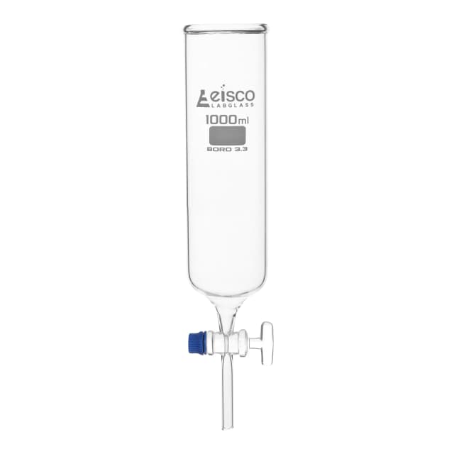 Funnel Dropping - Open, cap. 1000ml, borosilicate glass, Cylindrical, open top with Glass stopcock